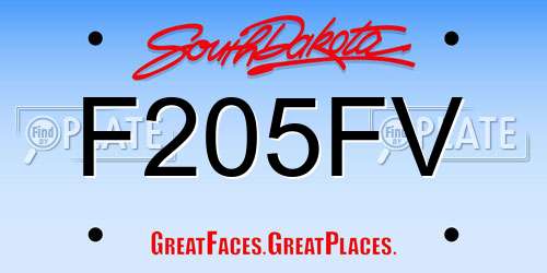 F205FV South Dakota License Plate