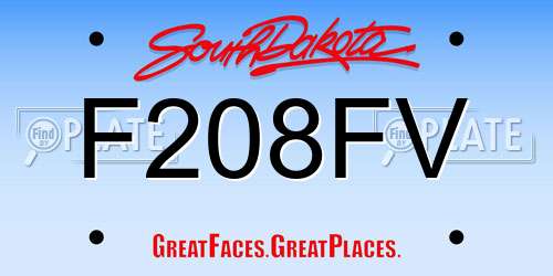 F208FV South Dakota License Plate