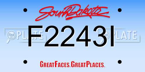 F2243I South Dakota License Plate
