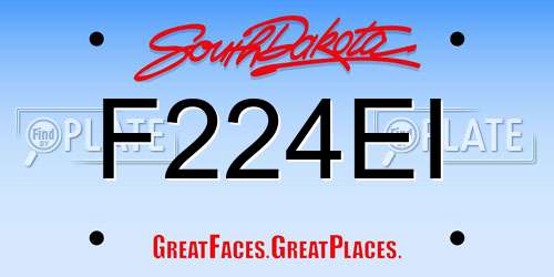F224EI South Dakota License Plate