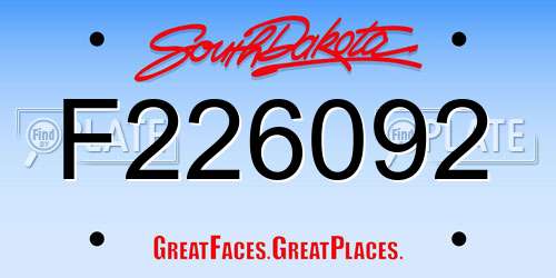 F226092 South Dakota License Plate