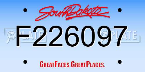F226097 South Dakota License Plate
