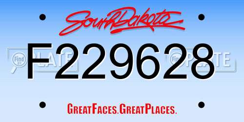 F229628 South Dakota License Plate