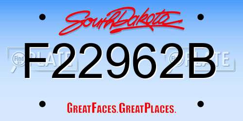 F22962B South Dakota License Plate