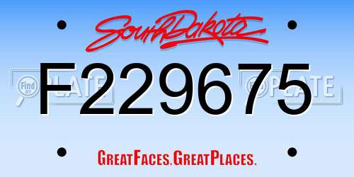 F229675 South Dakota License Plate