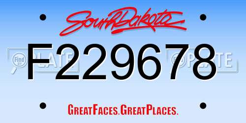 F229678 South Dakota License Plate