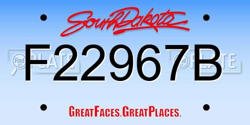 F22967B South Dakota License Plate