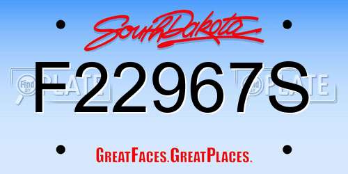 F22967S South Dakota License Plate