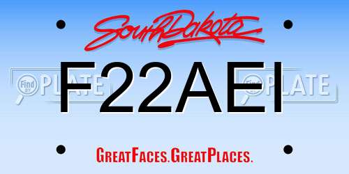 F22AEI South Dakota License Plate