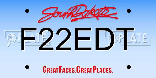 F22EDT South Dakota License Plate