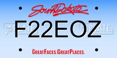 F22EOZ South Dakota License Plate