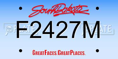 F2427M South Dakota License Plate