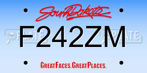 F242ZM South Dakota License Plate