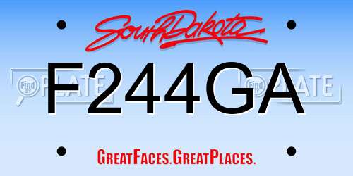 F244GA South Dakota License Plate
