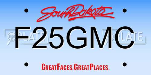 F25GMC South Dakota License Plate