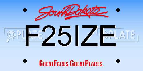 F25IZE South Dakota License Plate