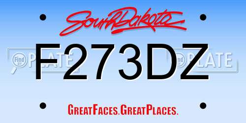 F273DZ South Dakota License Plate
