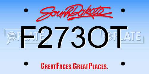 F273OT South Dakota License Plate