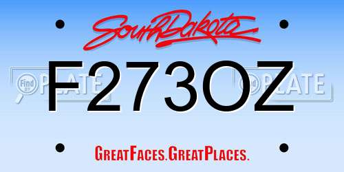 F273OZ South Dakota License Plate