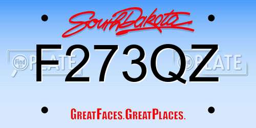 F273QZ South Dakota License Plate