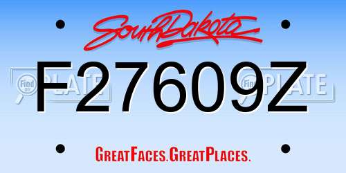 F27609Z South Dakota License Plate