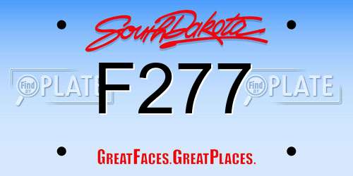 F277 South Dakota License Plate