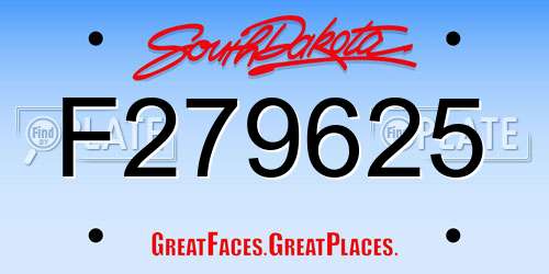 F279625 South Dakota License Plate