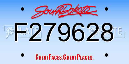F279628 South Dakota License Plate