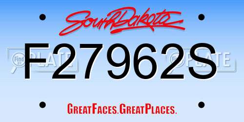 F27962S South Dakota License Plate