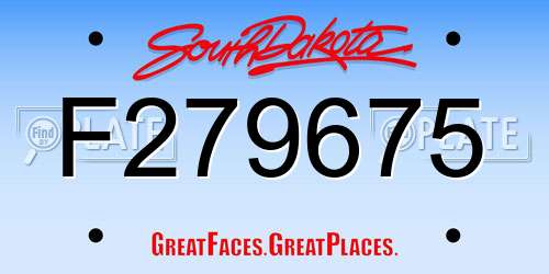 F279675 South Dakota License Plate