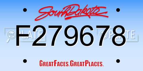 F279678 South Dakota License Plate