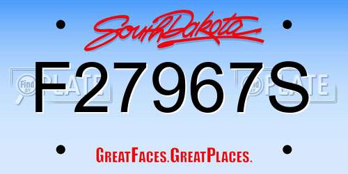 F27967S South Dakota License Plate