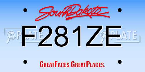 F281ZE South Dakota License Plate