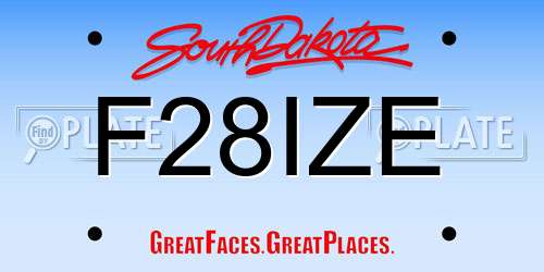 F28IZE South Dakota License Plate