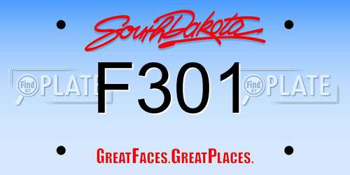 F301 South Dakota License Plate