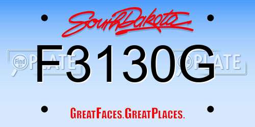 F3130G South Dakota License Plate