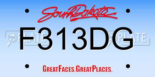 F313DG South Dakota License Plate