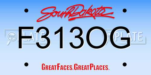 F313OG South Dakota License Plate