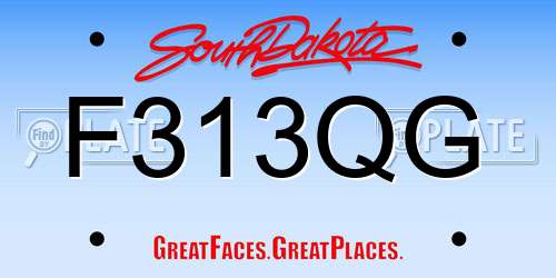 F313QG South Dakota License Plate