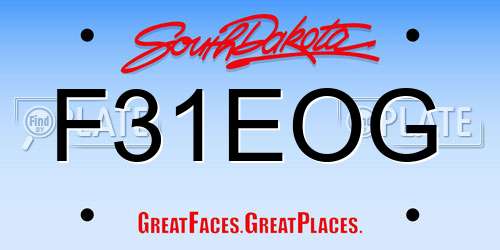 F31EOG South Dakota License Plate