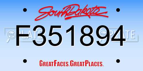 F351894 South Dakota License Plate