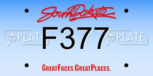 F377 South Dakota License Plate