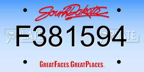 F381594 South Dakota License Plate