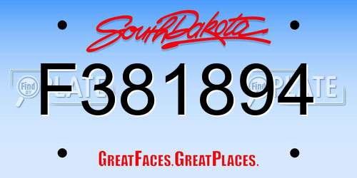F381894 South Dakota License Plate