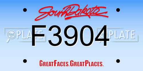 F3904 South Dakota License Plate