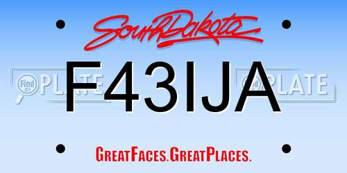 F43IJA South Dakota License Plate