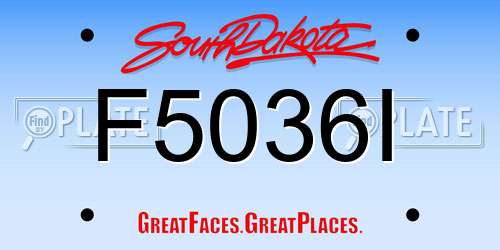 F5036I South Dakota License Plate