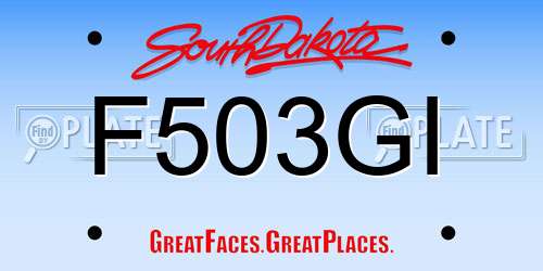 F503GI South Dakota License Plate