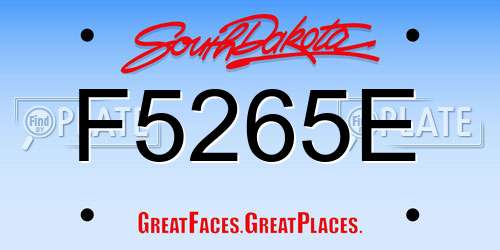 F5265E South Dakota License Plate
