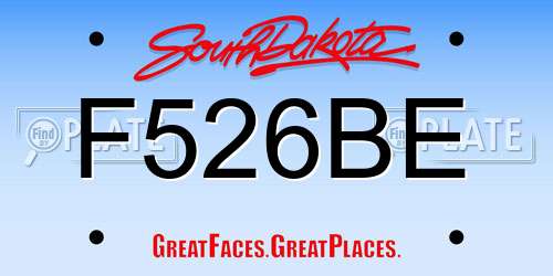 F526BE South Dakota License Plate
